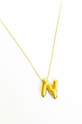 No Stone Silver Balloon Letter Necklace, Initials Letter Balloon Charm Small Letter A-Z